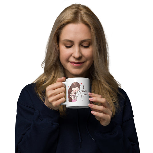 White glossy Romantic mug - I love you Printed - Romantic Gifts for Girlfriend